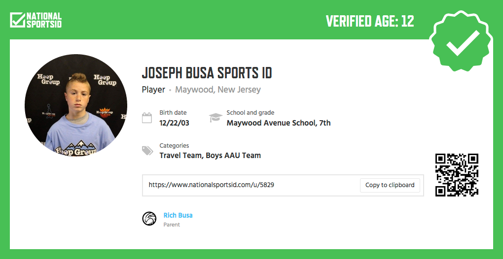 Verified National Sports ID