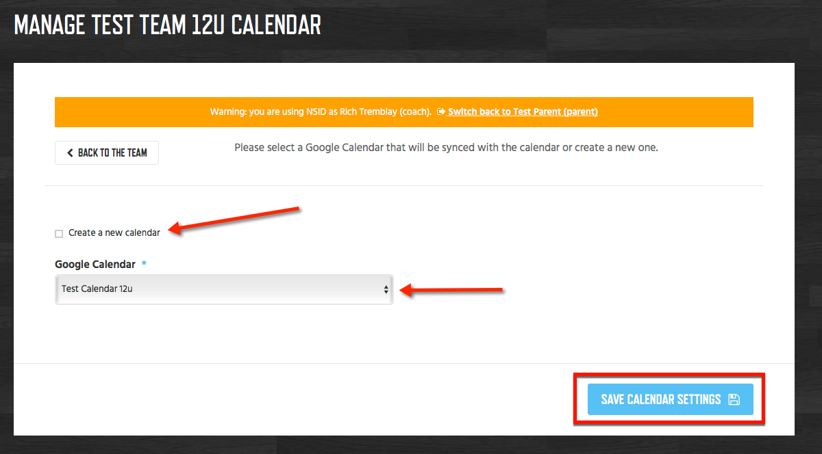 Choose Google Calendar