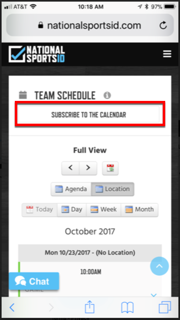 4 - Click Subscribe Calendar Button